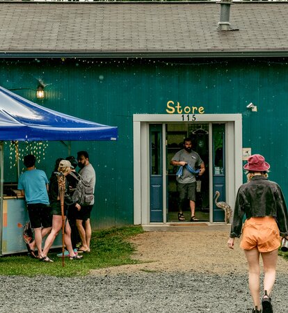 A mobile Pavilion in the Hexagonal shape stands to the left of the Catawba Riverkeeper's front entrance. 