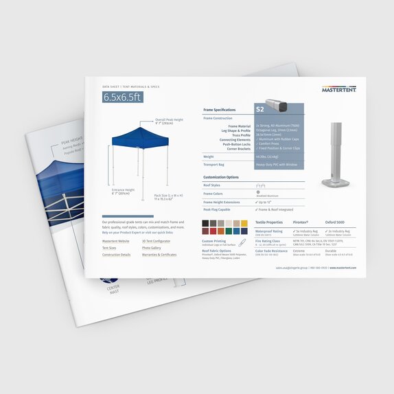 A 6.5x6.5ft canopy tent catalog. 