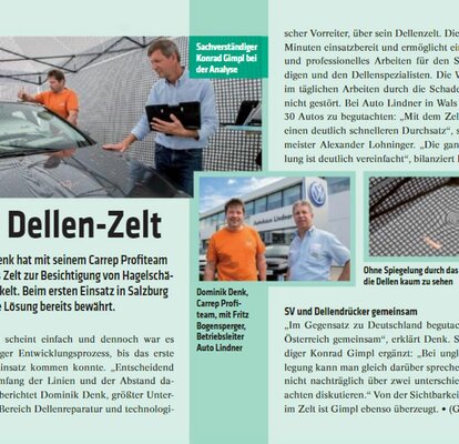 Grüner Zeitungsartikel über das Dellen-Zelt.