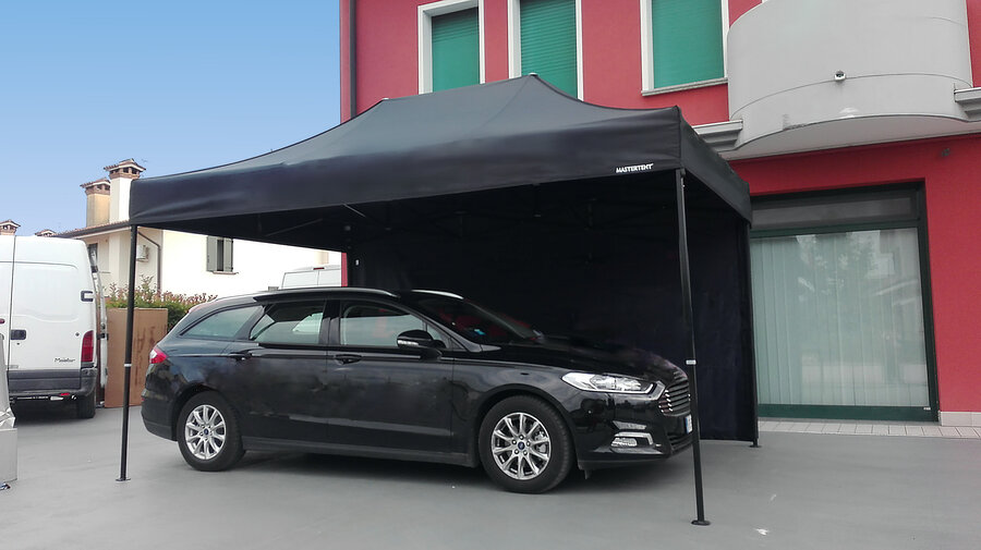 gazebo garage 4,5x3 m nero Mastertent con una parete laterale