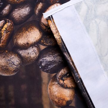Detailansicht von einem mit Kaffeebohnen bedruckten Faltpavillon.