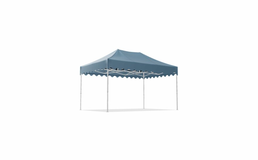 Faltpavillon 4,5x3m mit blauem Dach und gewellter Dachblende von MASTERTENT