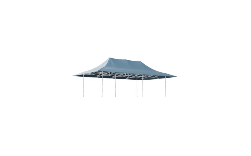 Gazebo 8x4 m with blue roof and awning from MASTERTENT 