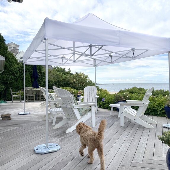 Weißer Faltpavillon 6x4 m für Terrasse