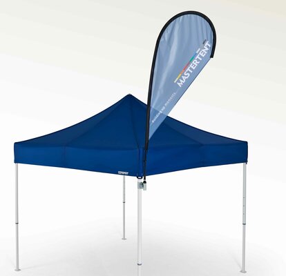 Blue s Beachflag on the top of a Mastertent gazebo